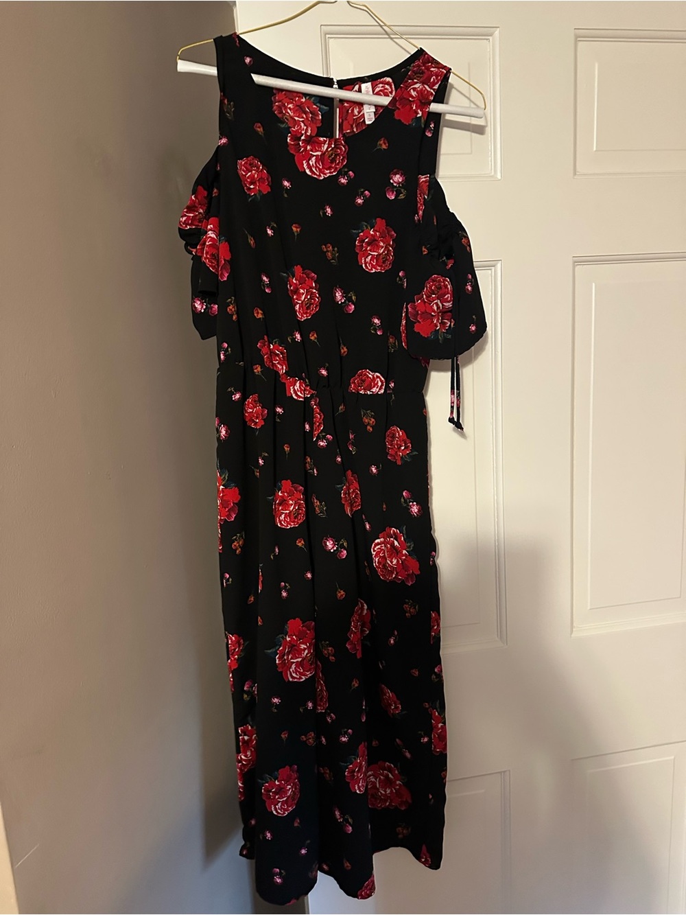 Xhilaration Black Jumpsuit with Red Rose Print